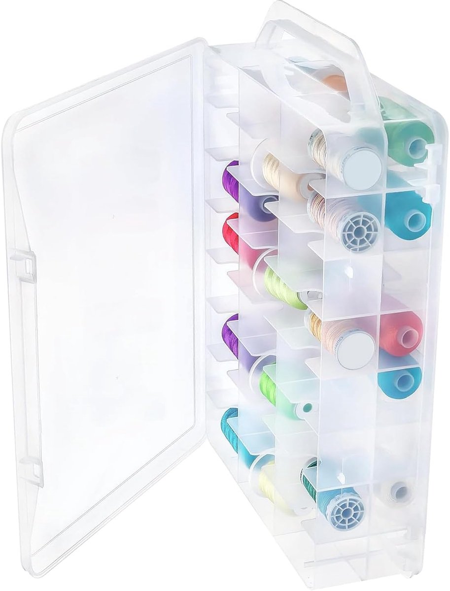 Naai-organizer, 46 vakken, draagbare plastic garenbox voor het opbergen van naaigaren, borduurgaren en knutselaccessoires