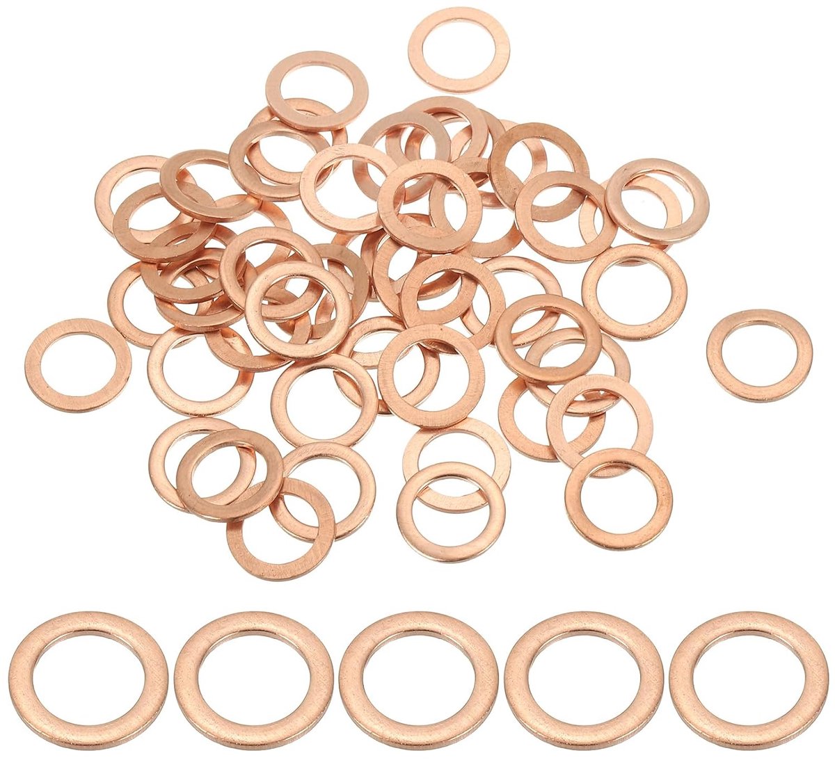 50 stuks koperen afdichtringen, M8 x 12 mm koperen platte sluitringen, koperen ringen, crush washer voor schroeven, bouten