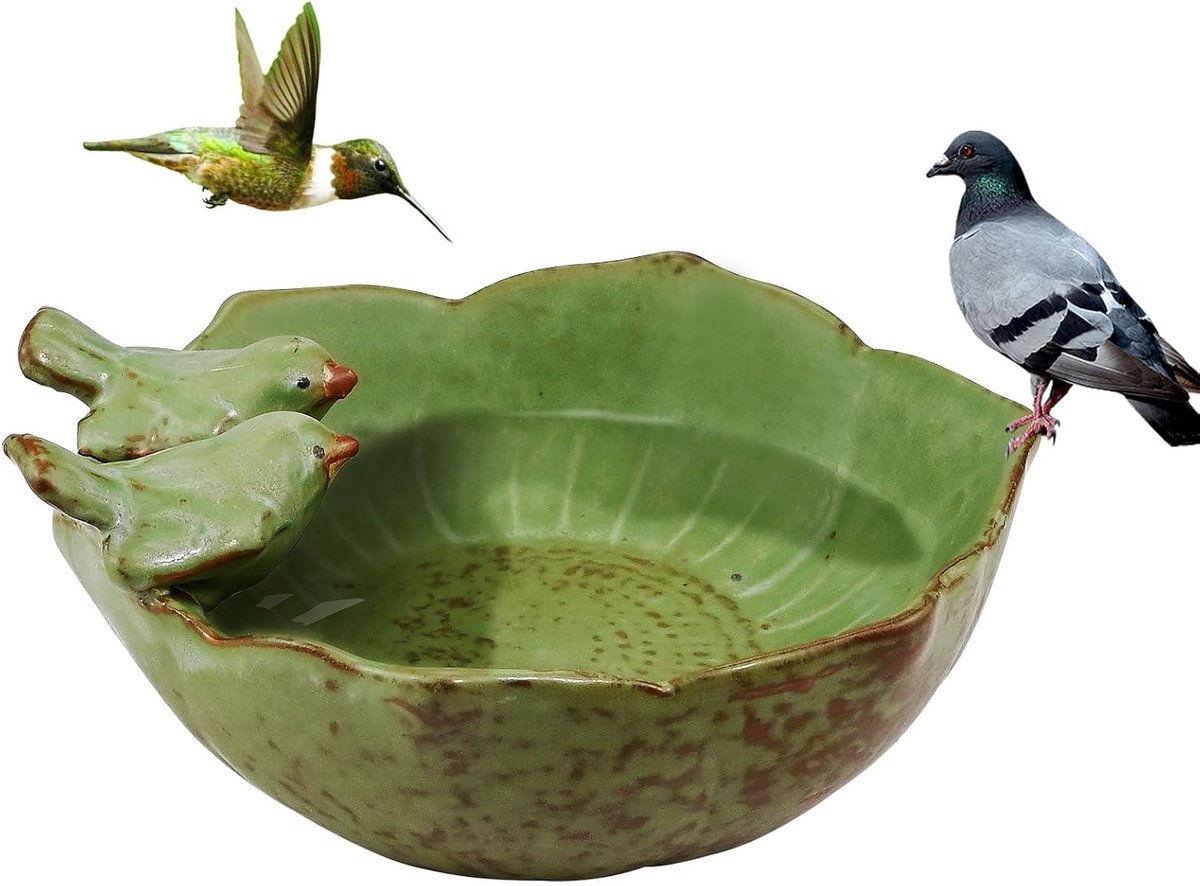 Vogelvoeders voor de tuin, vogelbaden voor de tuin, vrijstaand stenen vogelbad voor tuin, keramische vogelbadkom voor wilde vogels voor tuin achtertuin buiten en binnen decor