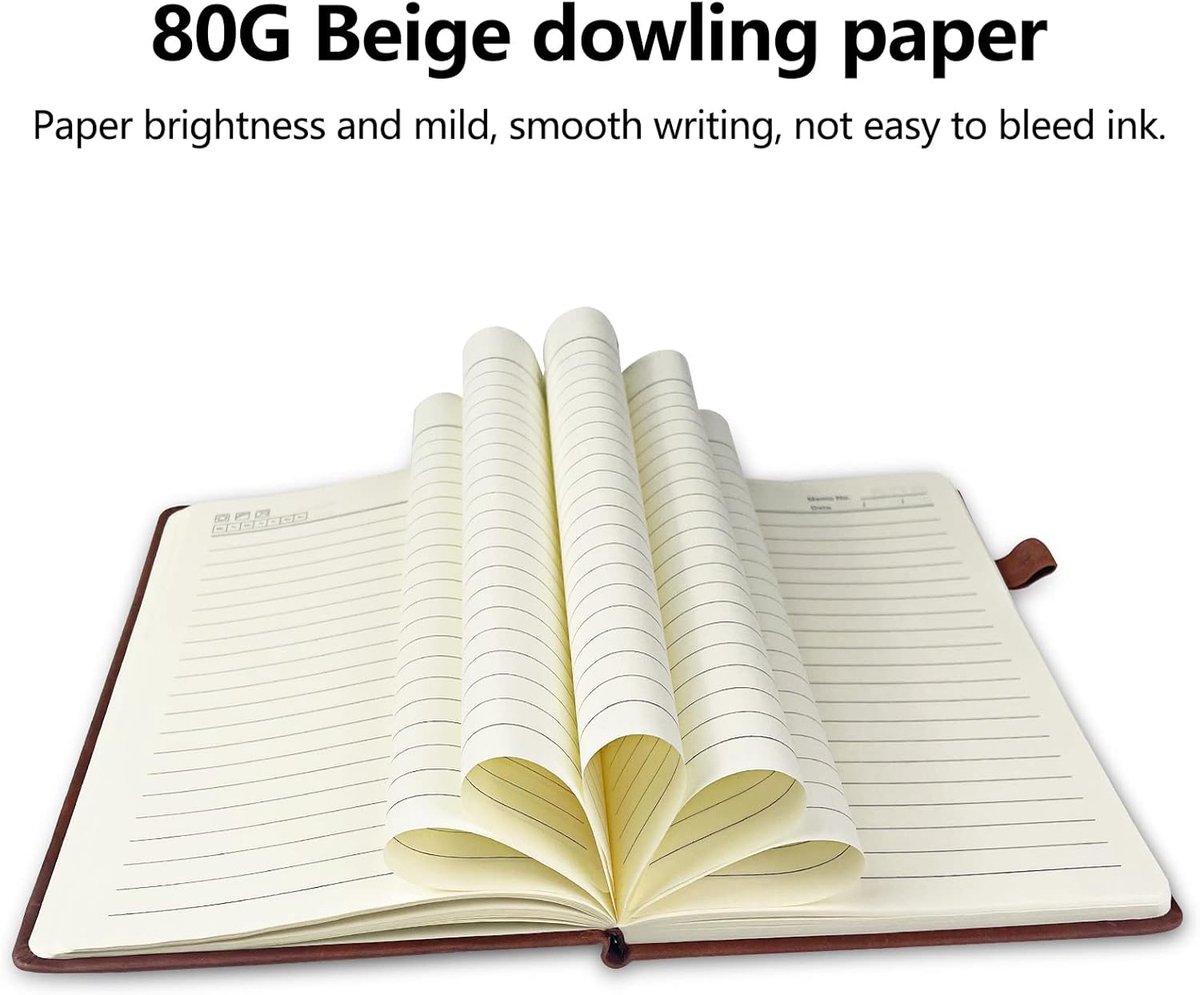 Notitieboek A5 - klassiek bruin - gestreept papier - geschikt voor agenda's en projecten - SnelShoppen