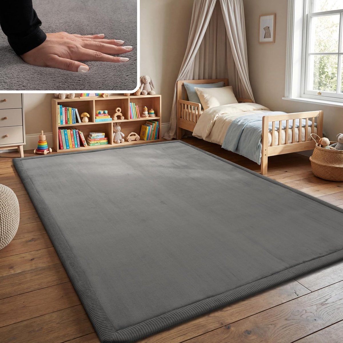 Home Tapijt Voor Kinderen Vloerkleed Kinderkamer Zacht Antislip Modern, Maat:140x200 cm, Kleur:Antraciet