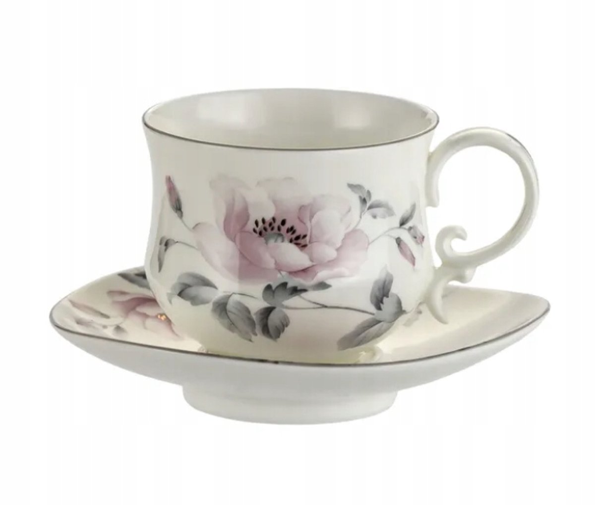Merkloos Porseleinen Kop & Schotel 220ml - Romantisch Rozen Design