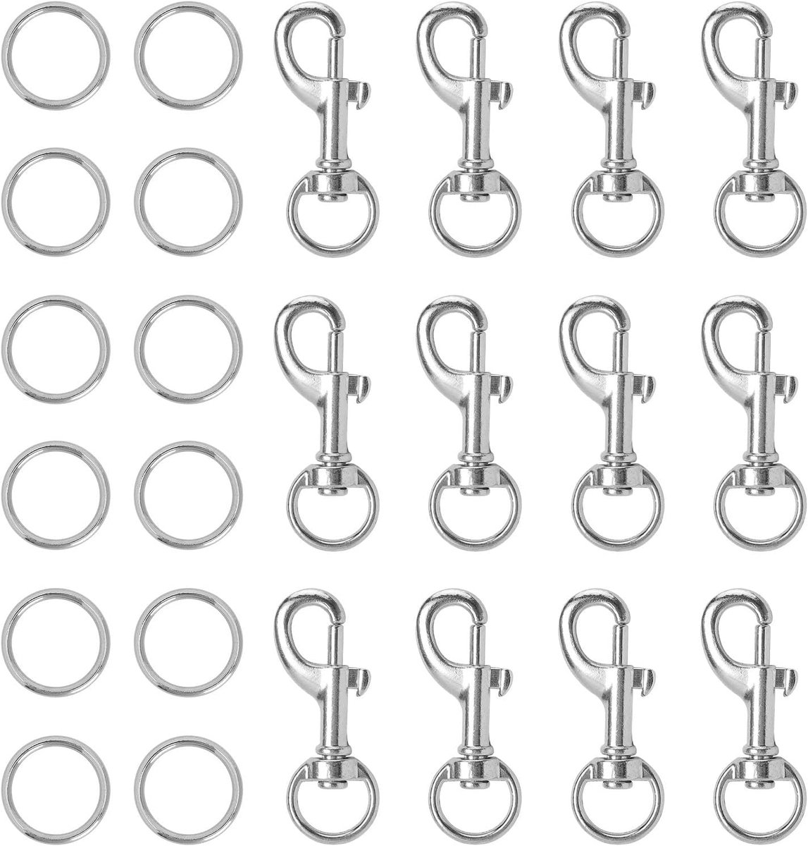 Karabijnhaak set 12 stuks - 360° draaischarnier - roestvrij staal - veelzijdig voor hondenriemen - ShopVlot