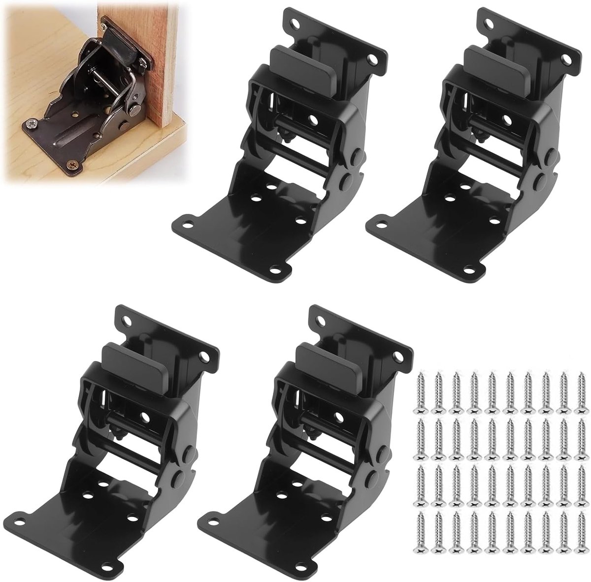 Vouwscharnieren 4-pack - Stalen vergrendelmechanisme - 90° en 180° vouwhoek - Voor stabiele tafelpoten - ShopVlot