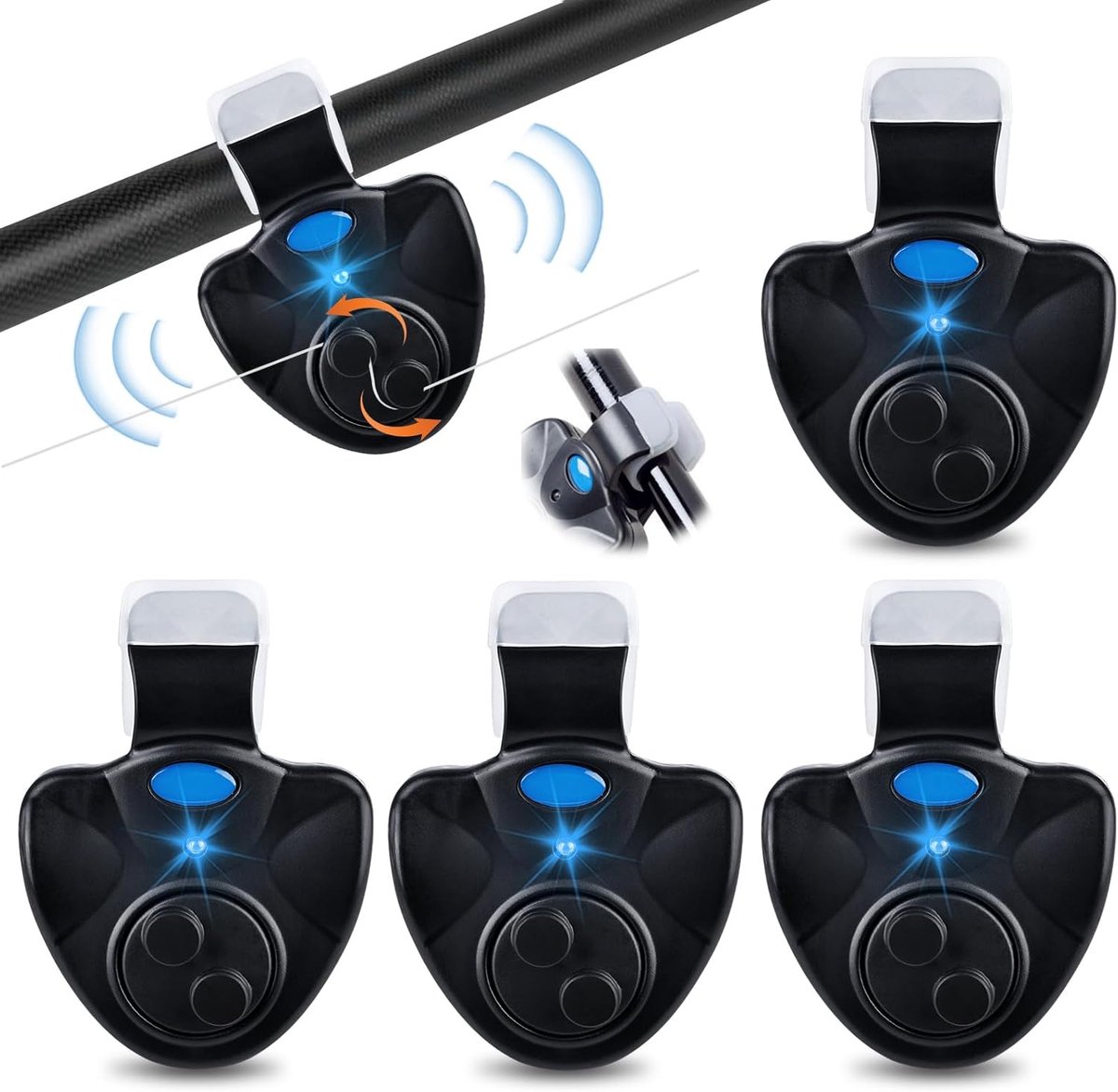 Elektronische beetmelders 4 stuks - gevoelige LED-indicatoren - geluidssignaal - ideaal voor nachtvisserij - ShopVlot
