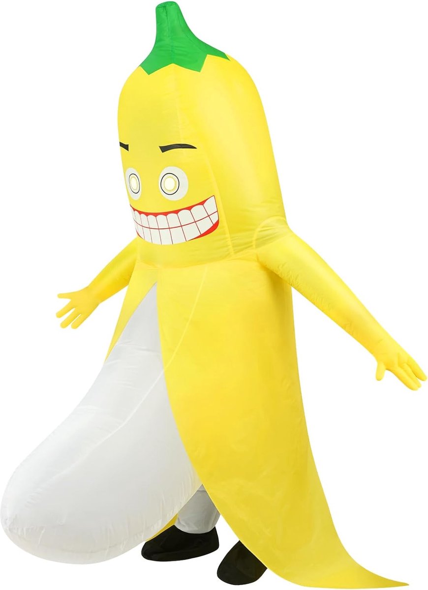 Opblaasbaar bananenkostuum volwassene - 160-180cm - Halloweenfeest - leuk voor carnaval of kerst - ShopVlot