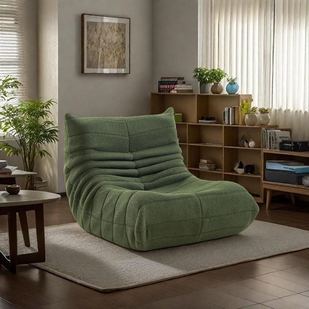 Luie Sofa Stoel - Zitzak Vloerstoel - Ontspannen Lezen Meditatie - Eendelig Gegoten Ontwerp - 71x102x71 cm - Groen