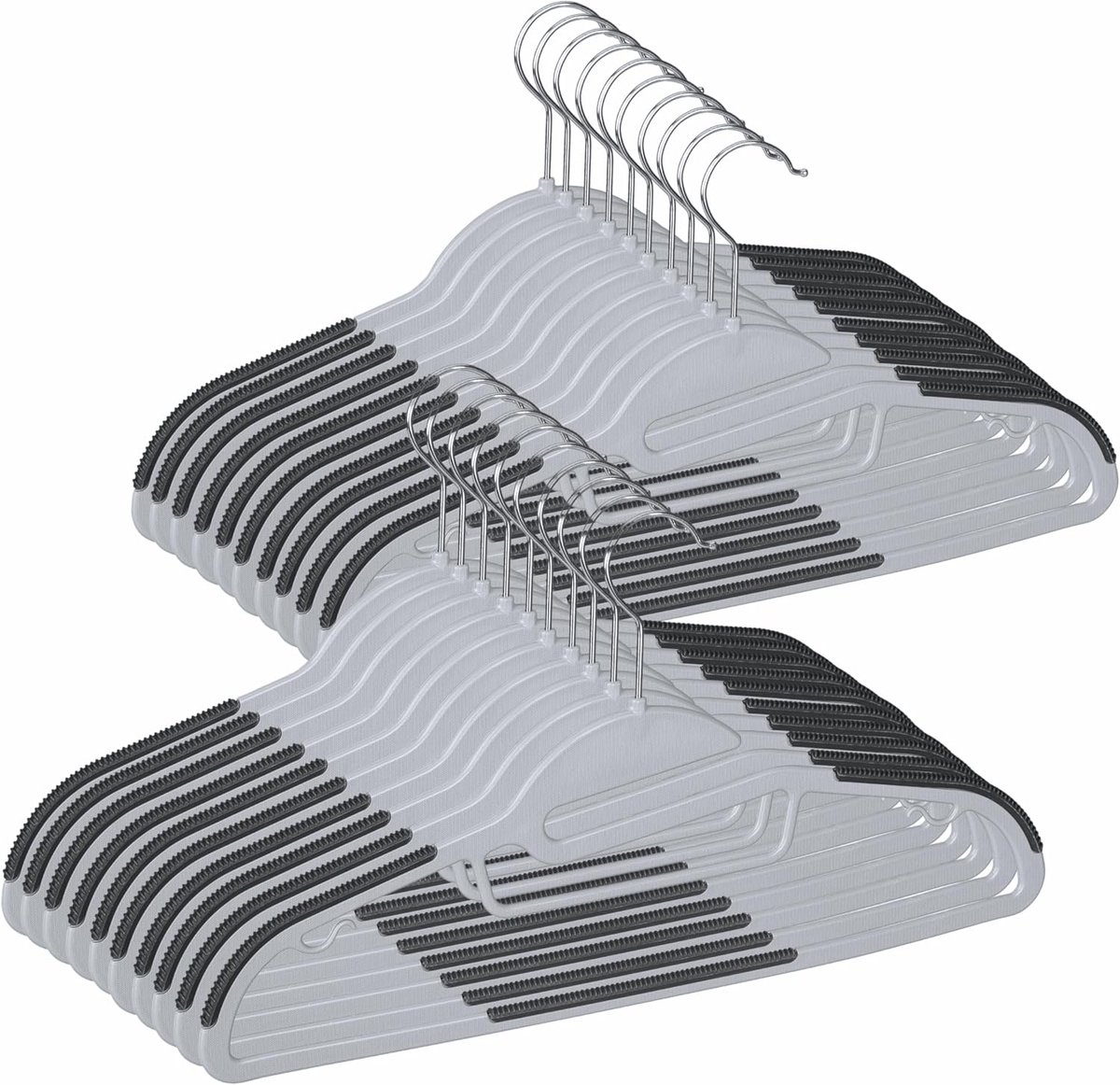 Kledinghangers set van 20 - Plastic met antislipcoating - Ruimtebesparend voor jassen en broeken - ShopVlot
