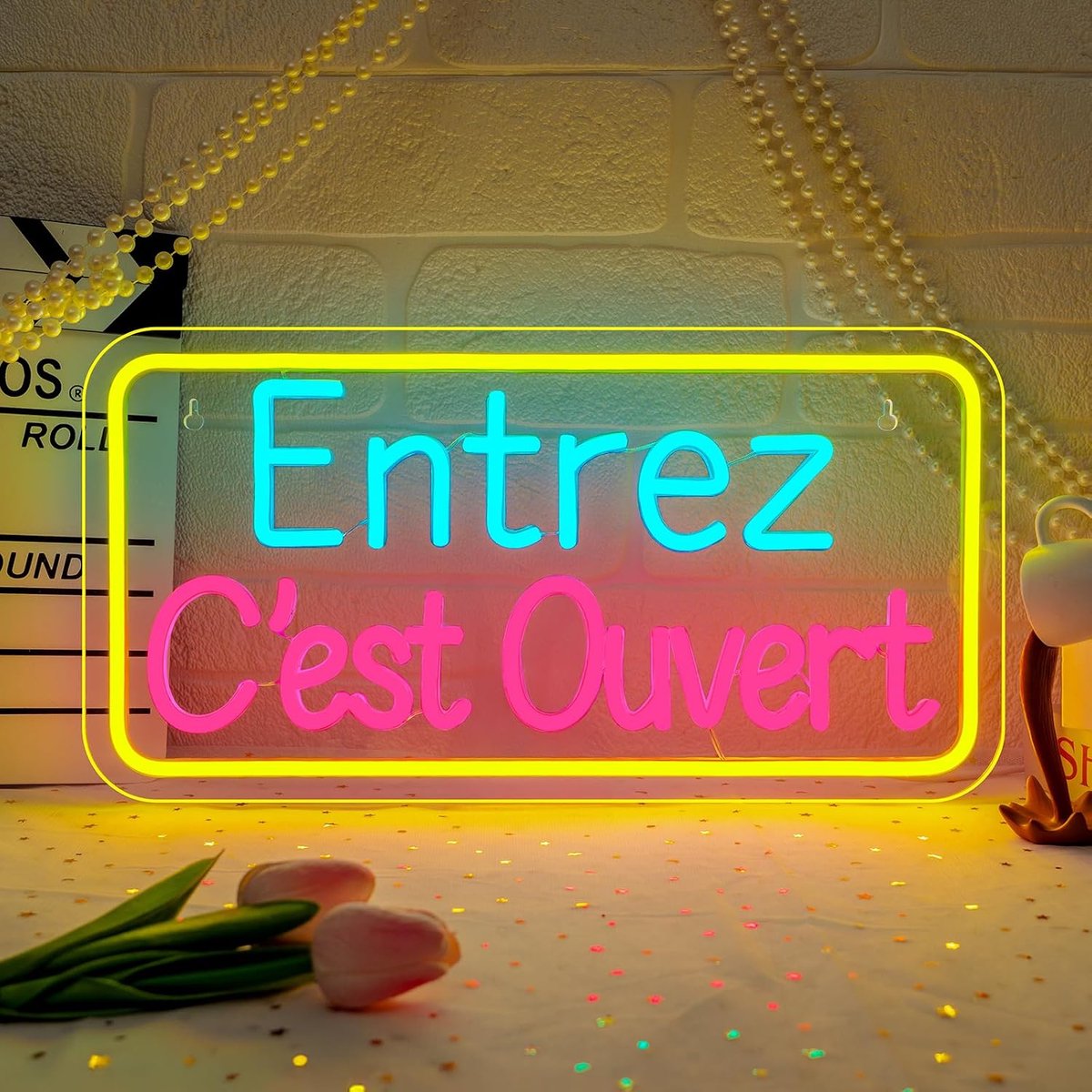 neonbord dimbaar licht - Entrez Cest Ouvert - sfeervolle verlichting - perfect voor thuis of commercieel - ShopVlot