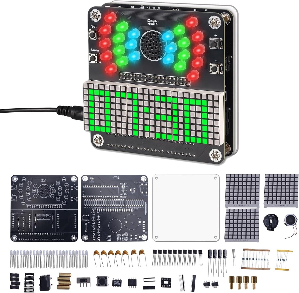 DIY Alarmklok - Soldering bouwset - 4 cijferige digitale klok - Met kleurrijke knipperende LED's - ShopVlot