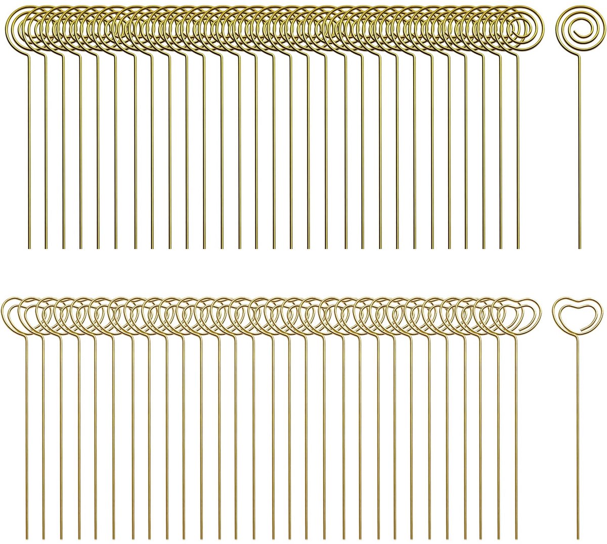 Fotohouder goud rond & hartvormig - 60 stuks - metaaldraad - perfect voor tafeldecoratie - ShopVlot
