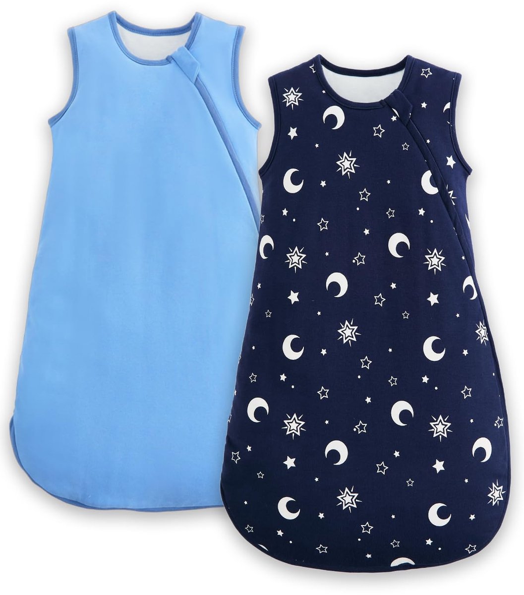 Baby slaapzak 1 1,5 TOG - Katoenen slaapzak 2 pack - Unisex voor 0-24 maanden - Ideaal voor een goede nachtrust - ShopVlot