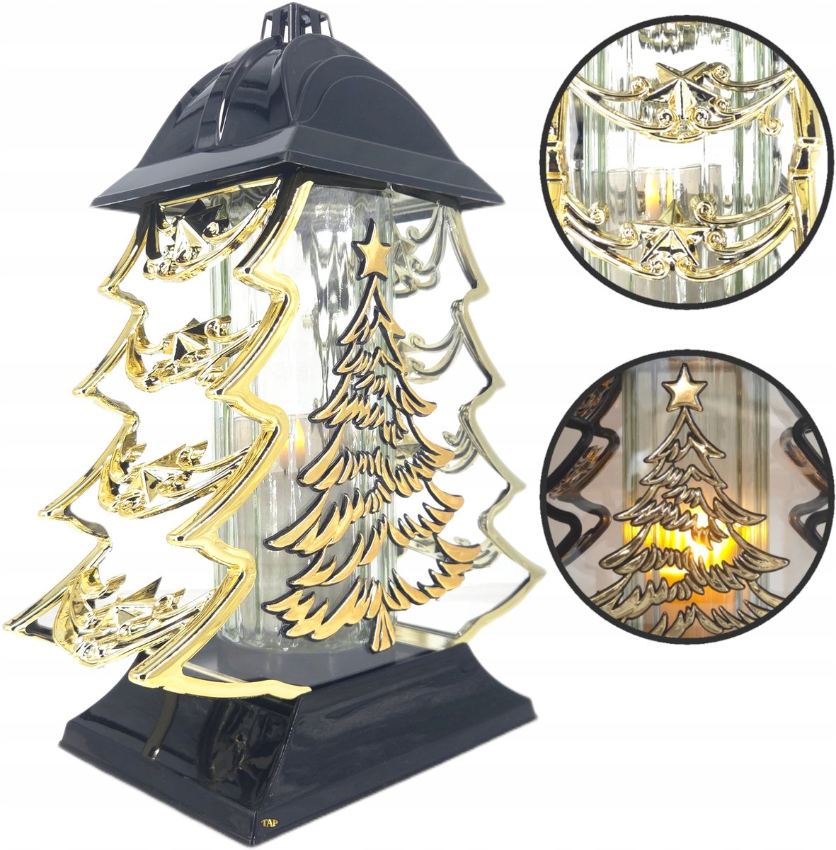Grote Gouden Kerstboom Lantaarn 34cm - Sfeervolle Kerstdecoratie