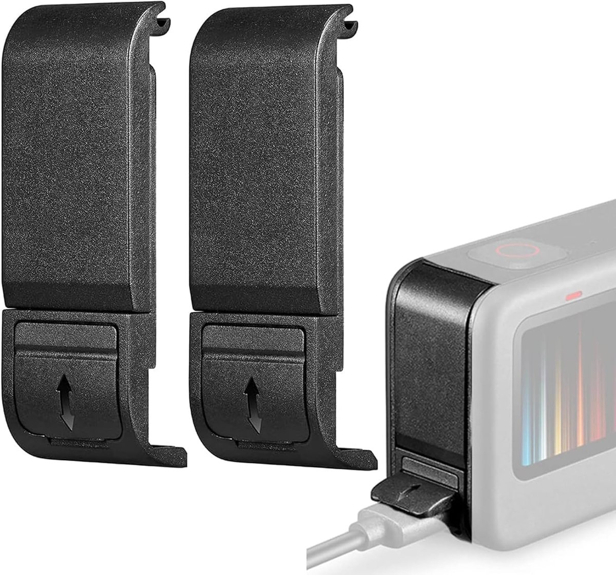 Beschermhoes voor reservebatterijdeksel, batterijdeur, vervangende zijdeur, stofafdekking voor GoPro Hero 9/10/11/12, zwart