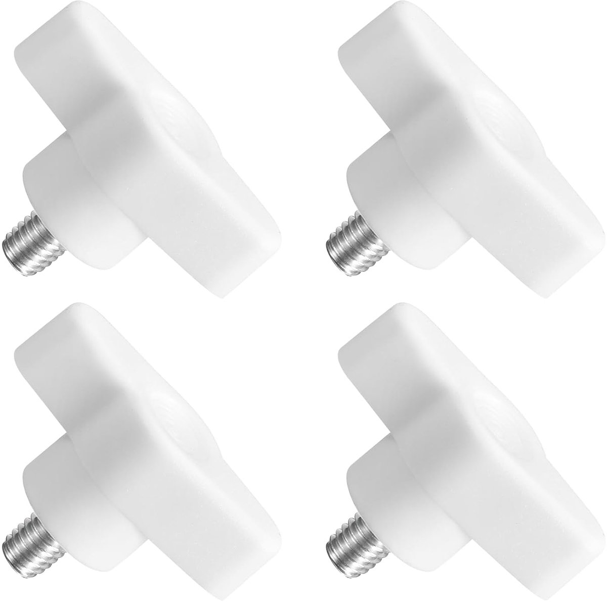 M6 x 8 mm kartelschroeven, 4 stuks T-vleugelknoppen, buitendraad, roestvrij staal 304, moergreepknop, verstelbare handgrepen, handmatige bevestiging voor machine, wit, 36 mm breed