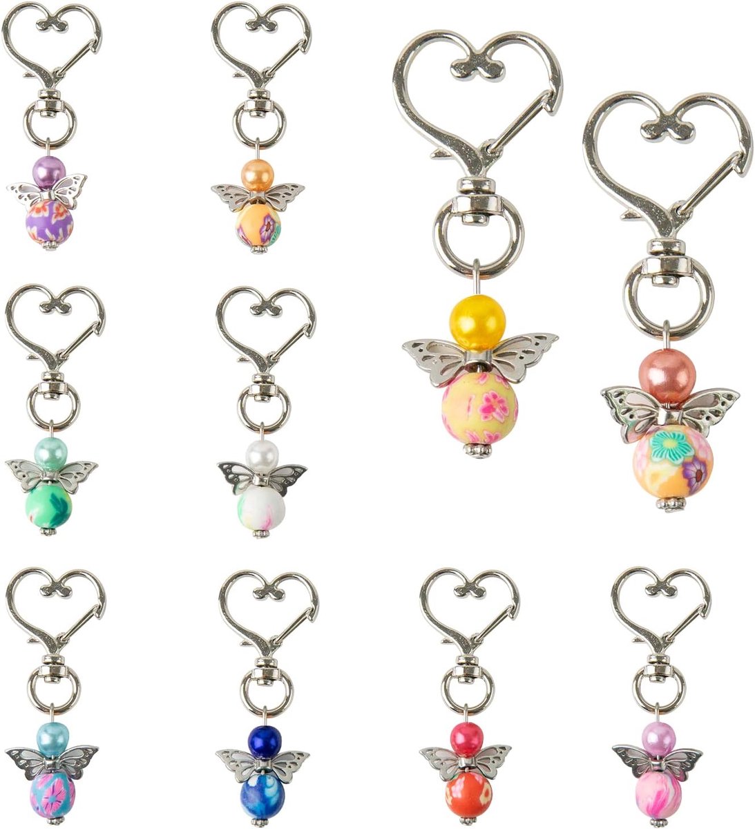 10 stuks beschermengel parelengel hanger engel charme metalen cadeauhanger hart sleutelhanger voor bruiloft sieraden halsketting DIY knutselen kerstdag cadeauhanger