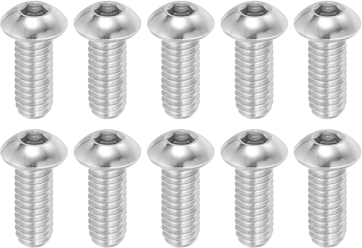 5/16-18 x 3/4 inch ronde lenskopschroeven met binnenzeskant, 10 stuks 304 roestvrij staal 18-8 ronde kop zeskantschroeven, UNC volledige schroefdraad, machineschroeven voor meubelinbouw