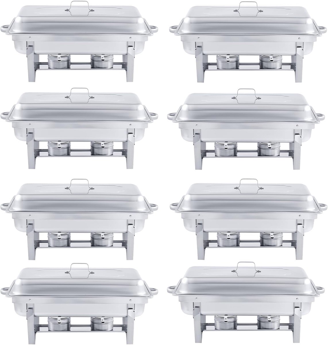 9 liter Chafing Dish Buffet, warmhoudcontainer van roestvrij staal, container voor verwarming, kookgerei voor het serveren voor cateringbuffet en feestjes (8 stuks)
