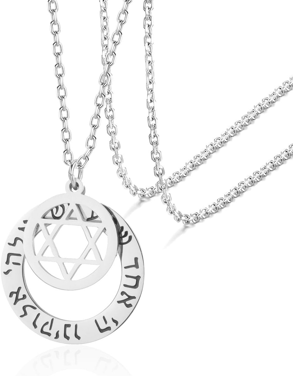 Gebed Ketting Voor Vrouwen Mannen Rvs Shema Yisrael Davidster Hanger Joodse Religieuze Zegen Sieraden