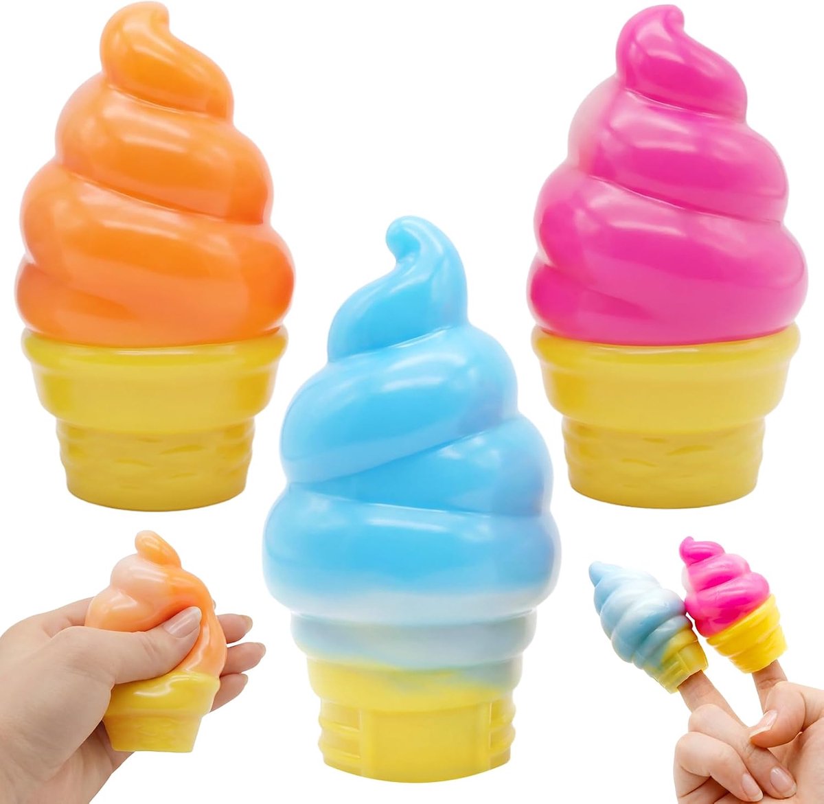 3 IJsje-Taba-Fufu-squishies, schattige stressverlichters | Taba Squishy, ​​knijpsquishies, antistresscadeaus, sensorisch spel, voor alle leeftijden