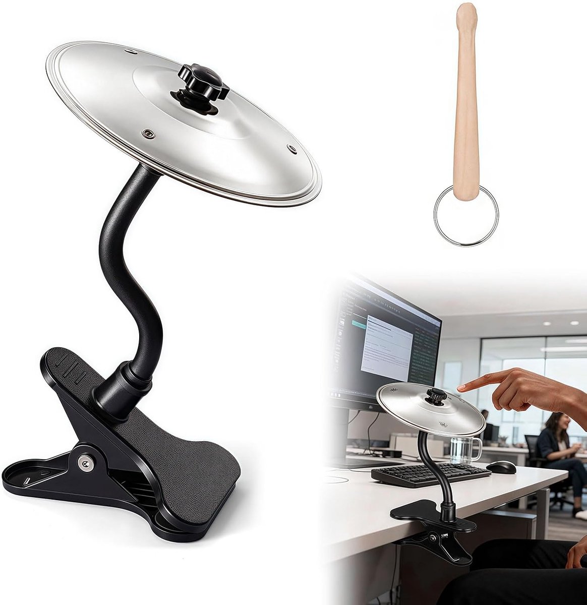 Cymbal, Clip-On Mini Desktop Bekken voor Drummers, Gouden Percussie Accessoire voor Stressverlichting, Eenvoudige Montage voor Bureau