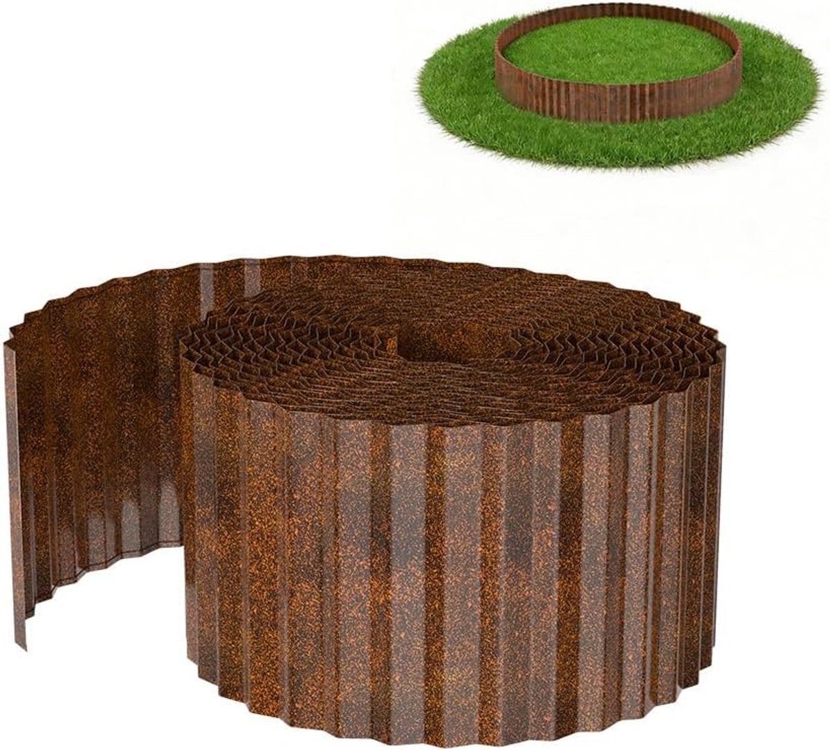 Gazonrand, metaal, 20 m, golfvormig, 15 cm hoog, ideaal voor gazon- en bloembedbegrenzing, roestvrij en duurzaam, flexibel voor tuinliefhebbers en landschapsarchitectuurrooster