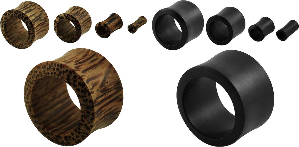 Tunnel Hout Set van 4 Piercing Oorstretcher Oorplug