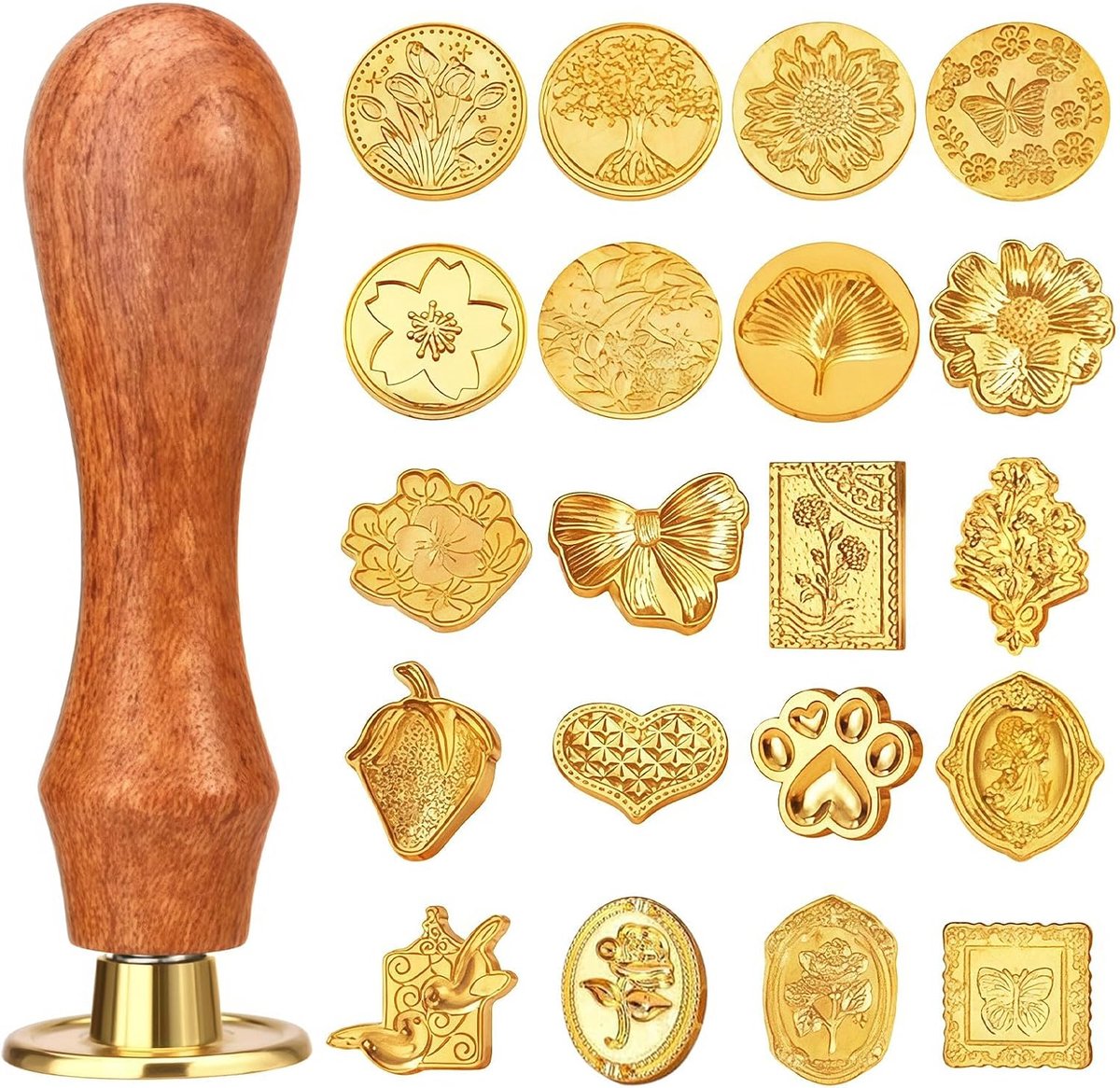 20 stuks waszegelstempelset, klassieke zegelstempelset met houten handvat | Scra1 Zegelwasstempel, wasstempel, kit voor bruiloften, kaarten, wasstempel, brief, geschenken