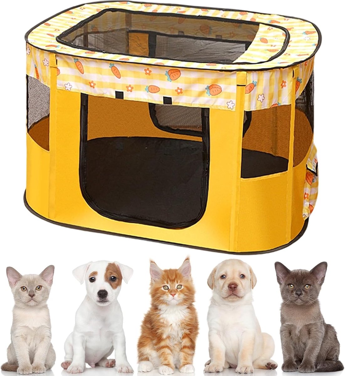 Dierenren ren 110 x 85 x 58 cm puppyren buitenren voor honden, katten, hazen en kleine dieren binnen en buiten