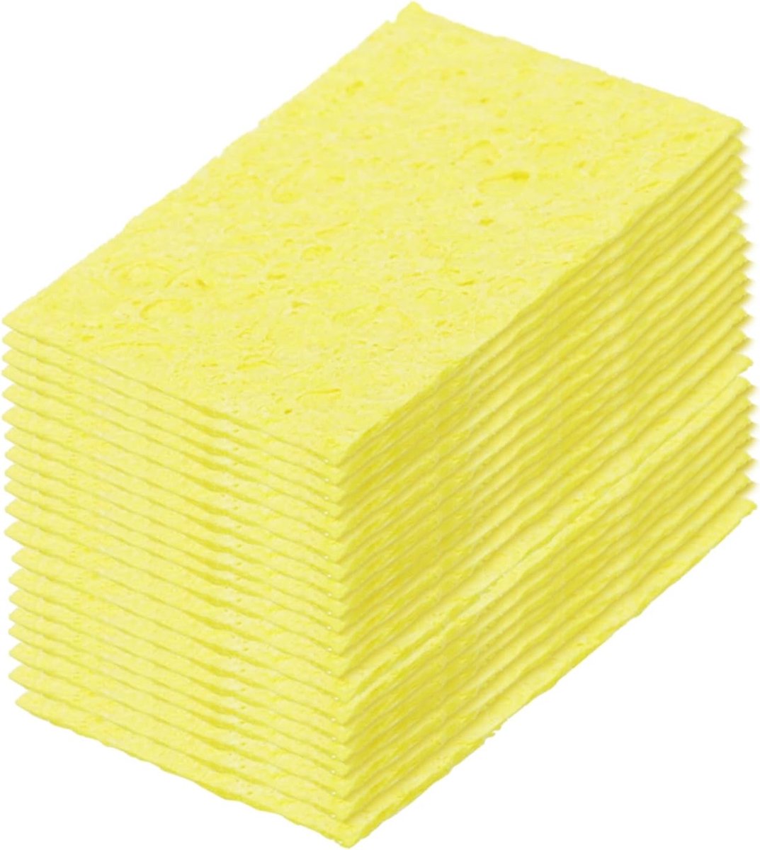 25 stuks soldeerspons, 5 x 3,5 cm, rechthoekig, geel, 6 mm, dikte van de wateropname, soldeerpunt, reserveijzer voor het reinigen van soldeerbouten