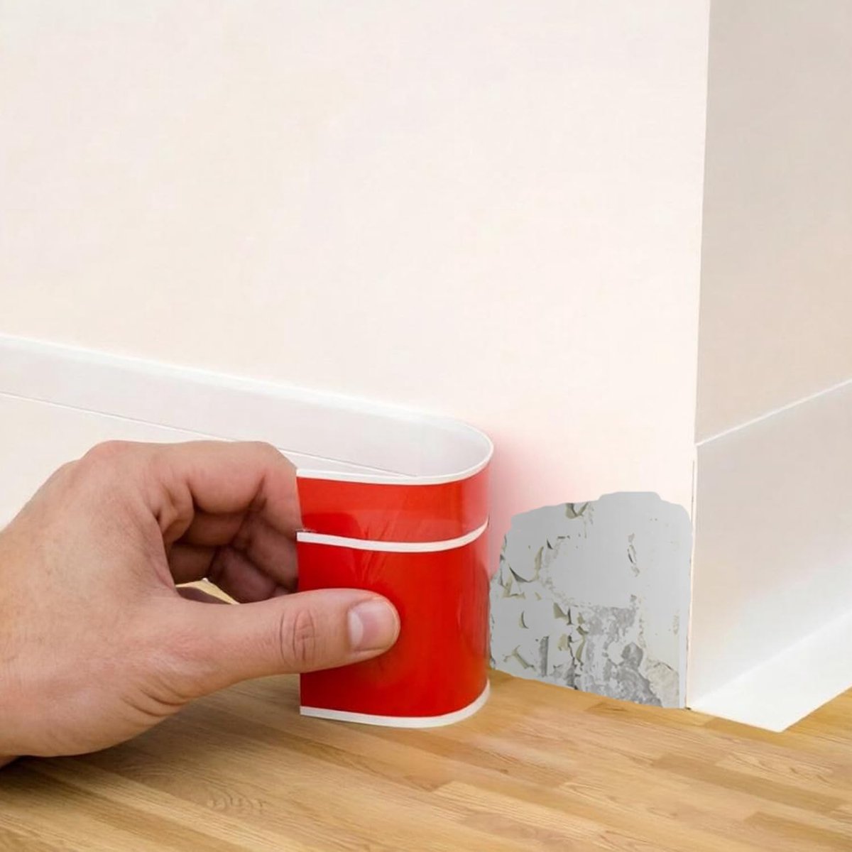 Plint, zelfklevend, 6 m, pvc, zachte plint, zelfklevend, 50 x 20 mm, waterdicht, flexibel, zonder boren, doe-het-zelf-renovatie voor keuken, badkamer, muur, wit