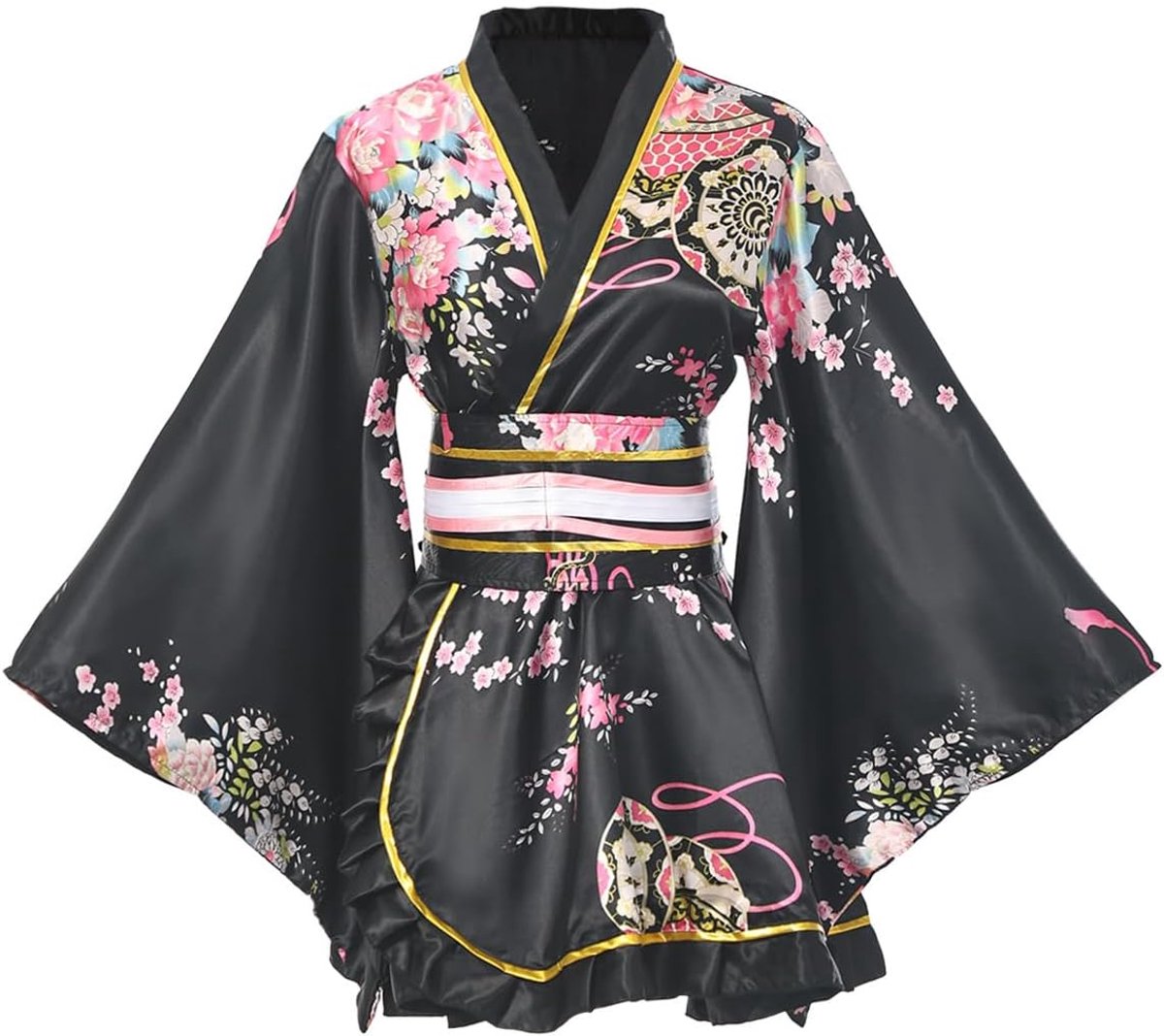 Kimono Japanse Traditionele Geisha Yukata Cosplay Vrouwen Sexy Kersenbloesem Patten Badjas Nachtjas Met Riem Obi