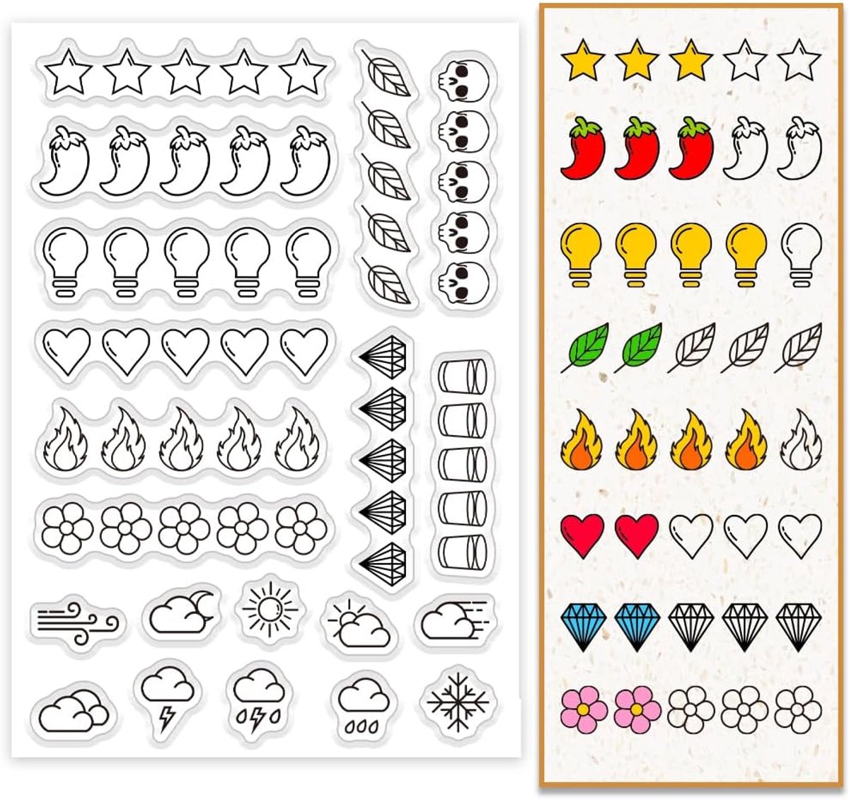 Doorzichtige stempels voor het maken van kaarten, vijfsterren doodskop diamantblad transparante siliconen stempel voor doe-het-zelf scrapbooking, kaart, dagboek, fotoalbum