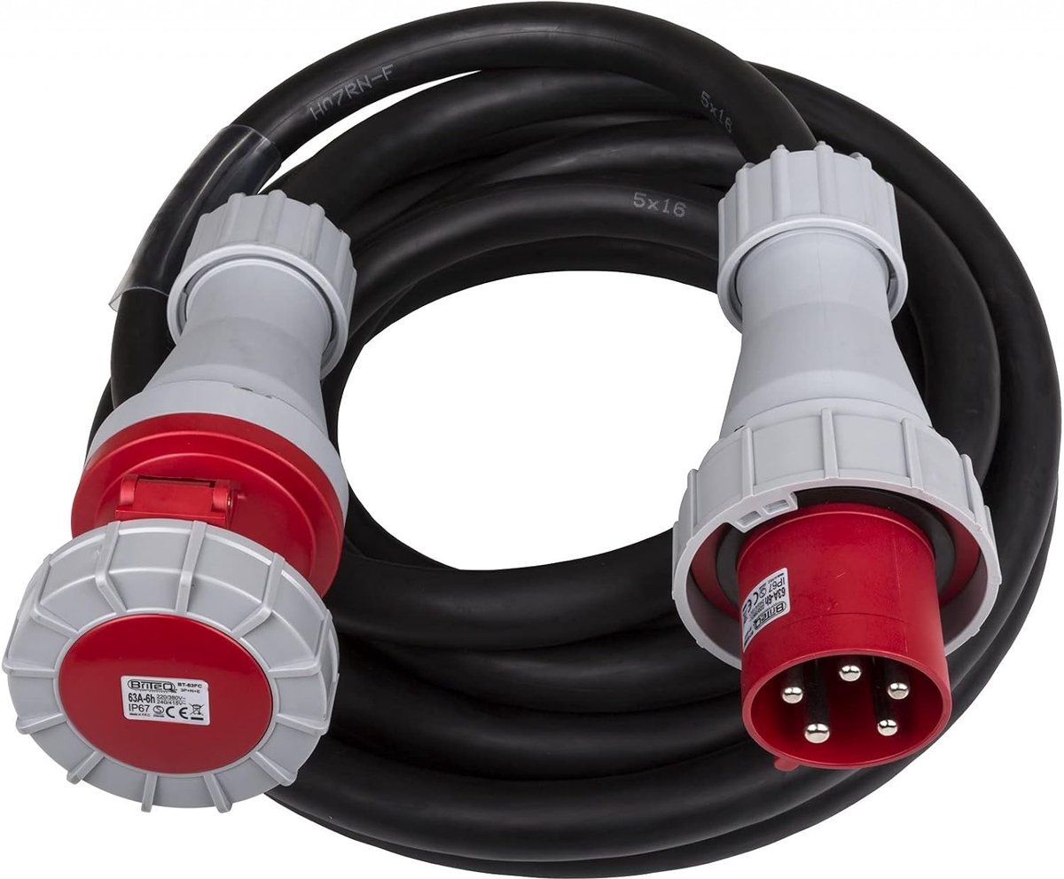 CEE-kabel 63A 5-polig - 10 meter - robuust en flexibel - ideaal voor zware apparatuur - SnelShoppen