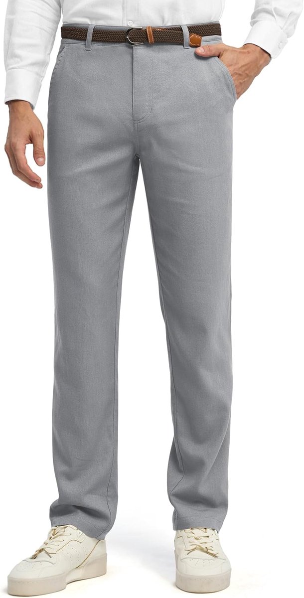 Linnen broek voor heren, lichte zomerbroek, lange katoenen joggingbroek voor mannen, strandbroek, vakantie, dagelijks gebruik