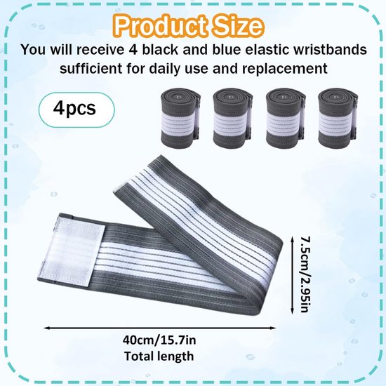 4 stuks polsbandages, ademende polsband, elastische en verstelbare polsbeschermer, verstelbare polssteun, handbandage voor sport, fitness (grijs/wit) — afbeelding 4