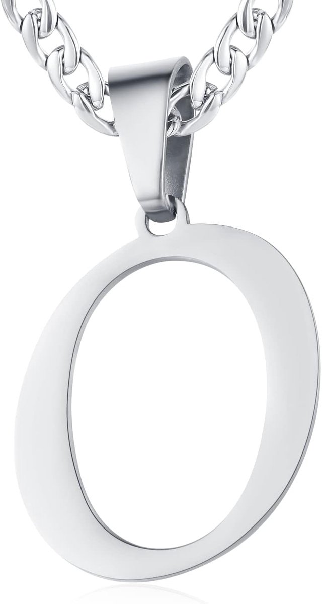 Heren Dames Roestvrij Staal Letter A tot Z Hanger Initiaal Halsketting met 6 mm Brede Pantserketting, Lengte Verstelbaar