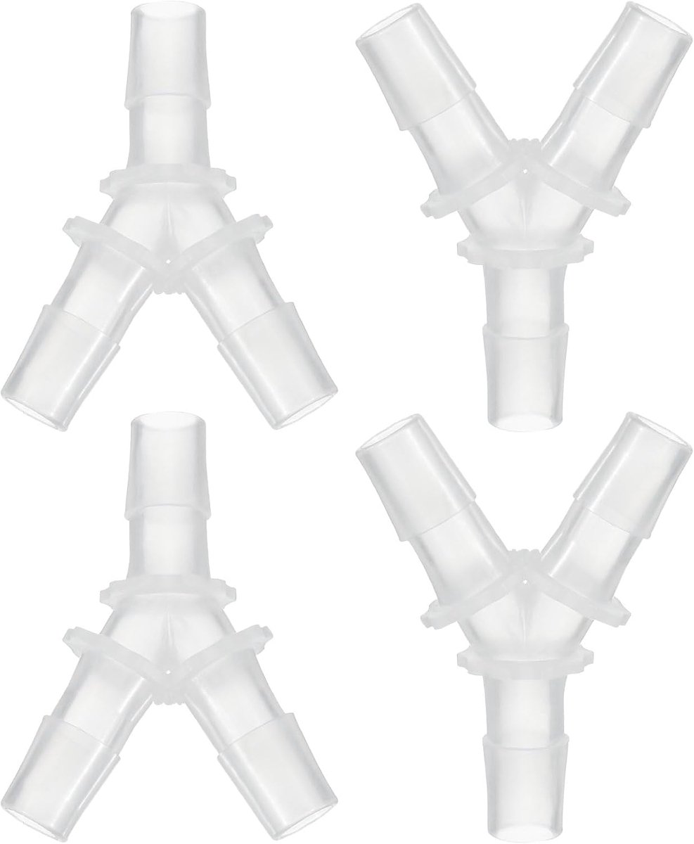1/2" kunststof T-stuk slangaansluiting, 4 stuks gelijke Y-vormige 3-weg verbindingssplijter adapter unie kruising getande gesplitste voor lucht water brandstof gas vloeibare pijp, transparant