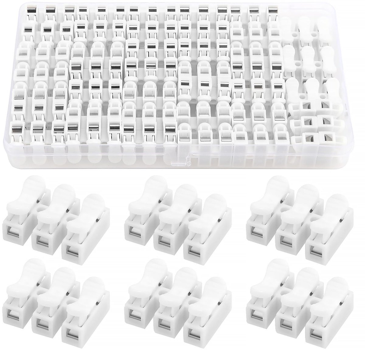 40 Stuks Veerconnector, CH3 Snelkoppeling, 3P Snelkoppeling Zonder Lassen, Kabelklem Klemmenblok, Schroefklem Barrièreblok voor LED-strip Lichte Draadverbinding