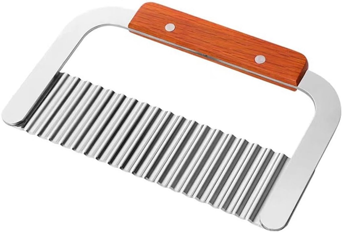 Golfsnijder van roestvrij staal, veiligheids-keukenfrietsnijder, ergonomische handgreep voor een veilige grip, bijkost-accessoires, geribbeld mes voor volwassenen en kinderen, voor aardappelen