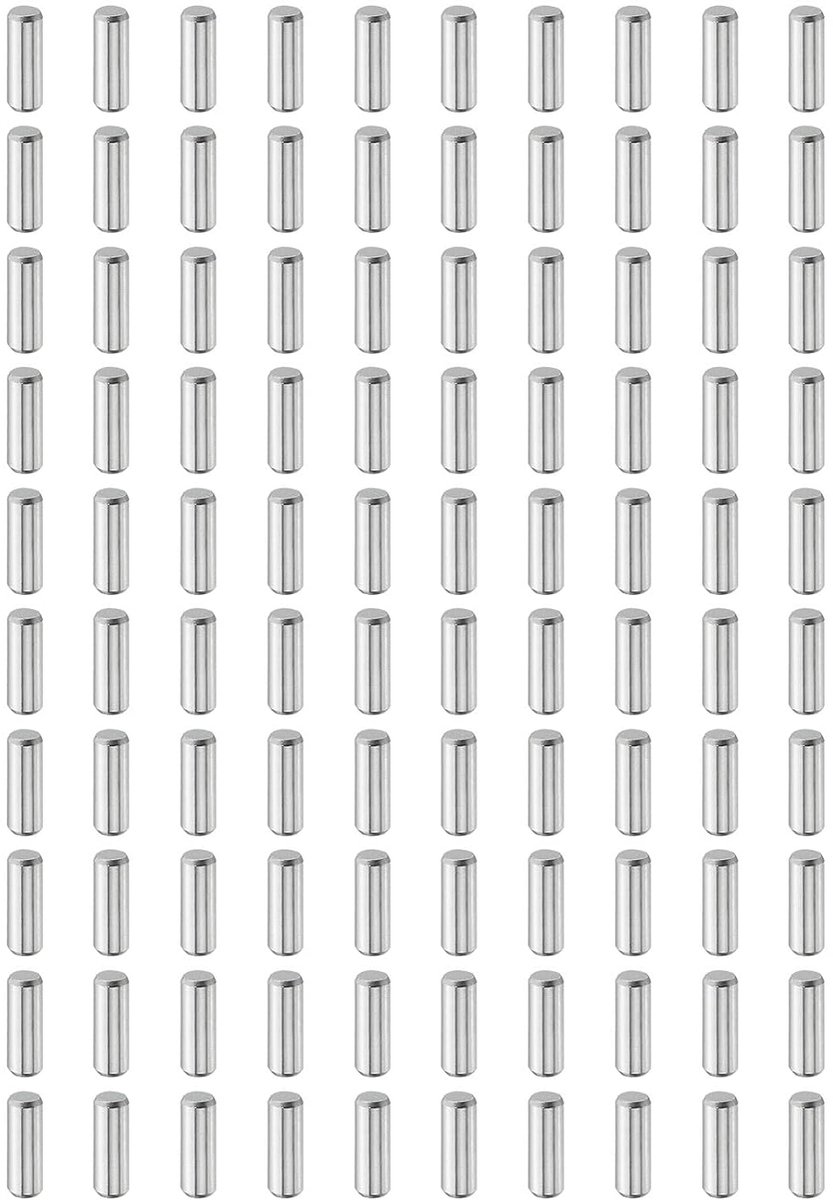 100 stuks 4 mm x 12 mm plugstiften, 304 roestvrij staal, cilindrische planksteunen, pennen, positioneringspen, plankbevestigingselementen voor boekenkast, kast (GB119), zilver