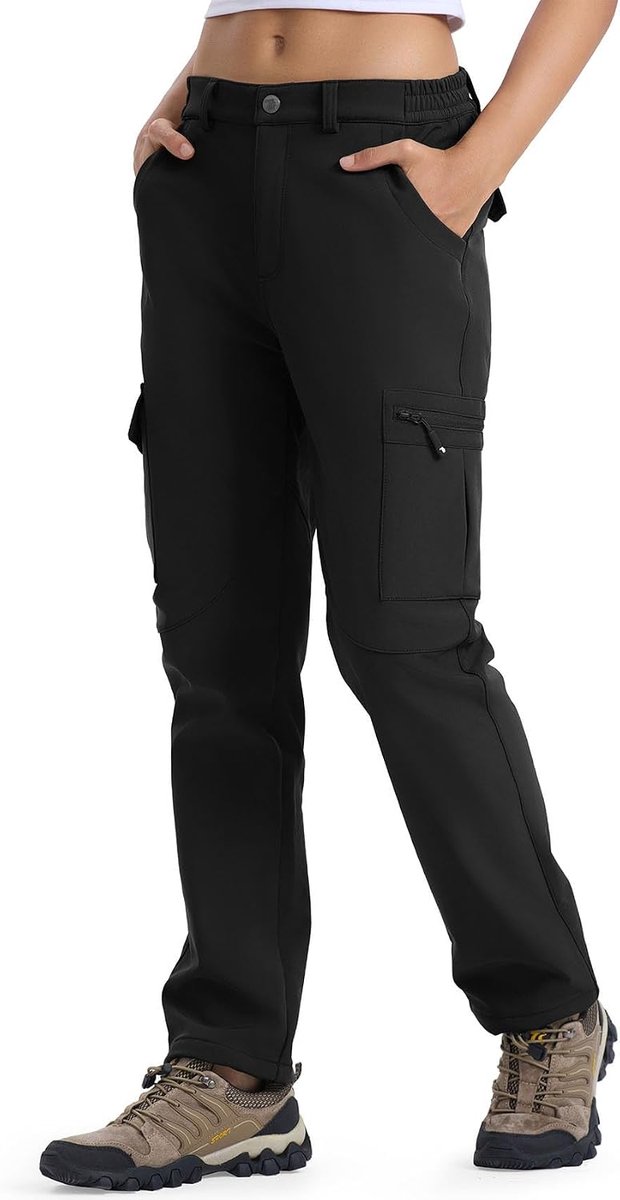 Wandelbroek voor dames, waterdichte outdoorbroek, softshellbroek, winter, skibroek, gevoerde snowboardbroek, trekkingbroek, functionele broek