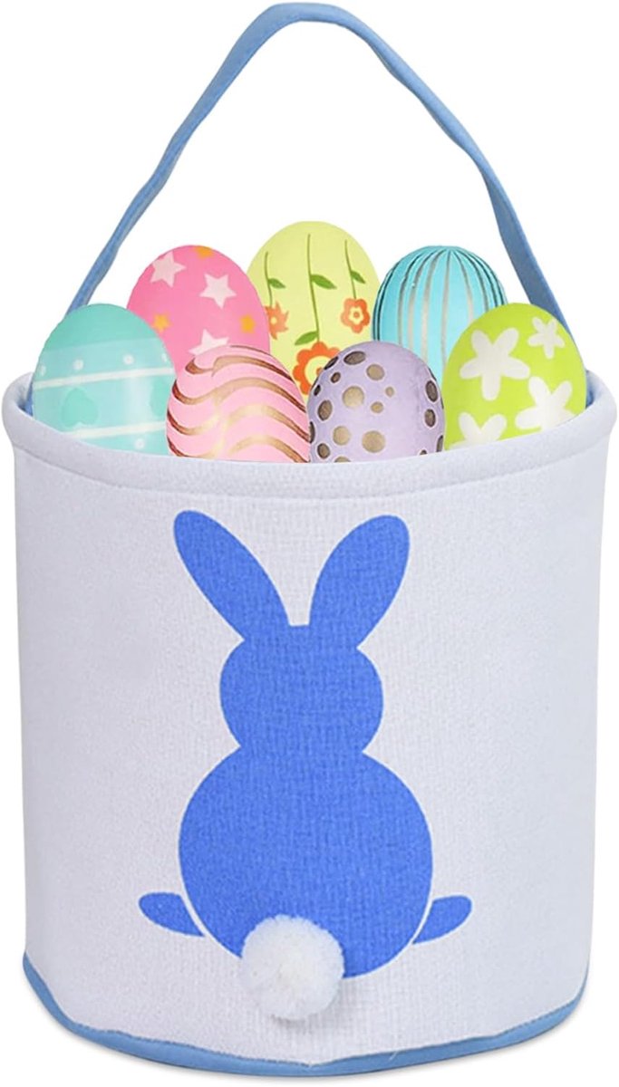 Tassen, paasmandje voor kinderen, paashaaszakjes, cadeautas, paasnest om te vullen, paasmand met handvat, paasmand voor kinderen, paasgeschenken, paaseieren (blauw)