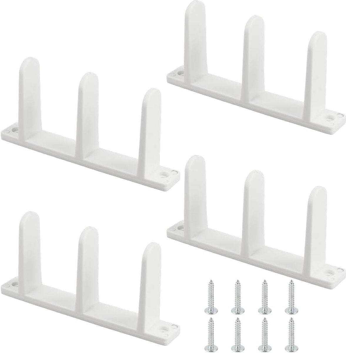 4 stuks witte schuifdeurgeleiders, kunststof kastdeurgeleiders, 1-3/8 inch dik, universele ABS-trapas, vloermontagehardware met schroeven voor oplossingen, thuiskast, vloer, 10 x 6 cm
