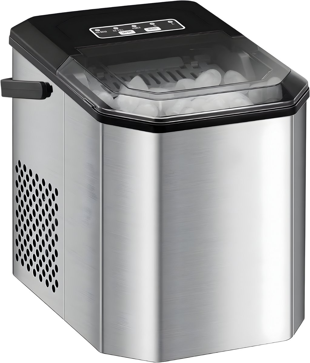 IJsmachine voor Aanrecht - Voor Keuken, Kantoor & Thuis - Kogelvormig IJs tot 10.000 Stuks / 12 kg per Dag - Draagbaar - Zilver-EU