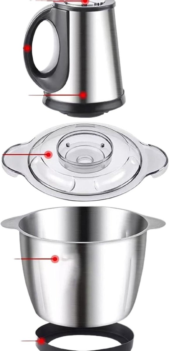 Elektrische Hakmolen - Keukenmachine Mini - Snel Ingrediënten Snijden - Antislip Onderkant - 27 x 18 cm - Zilver