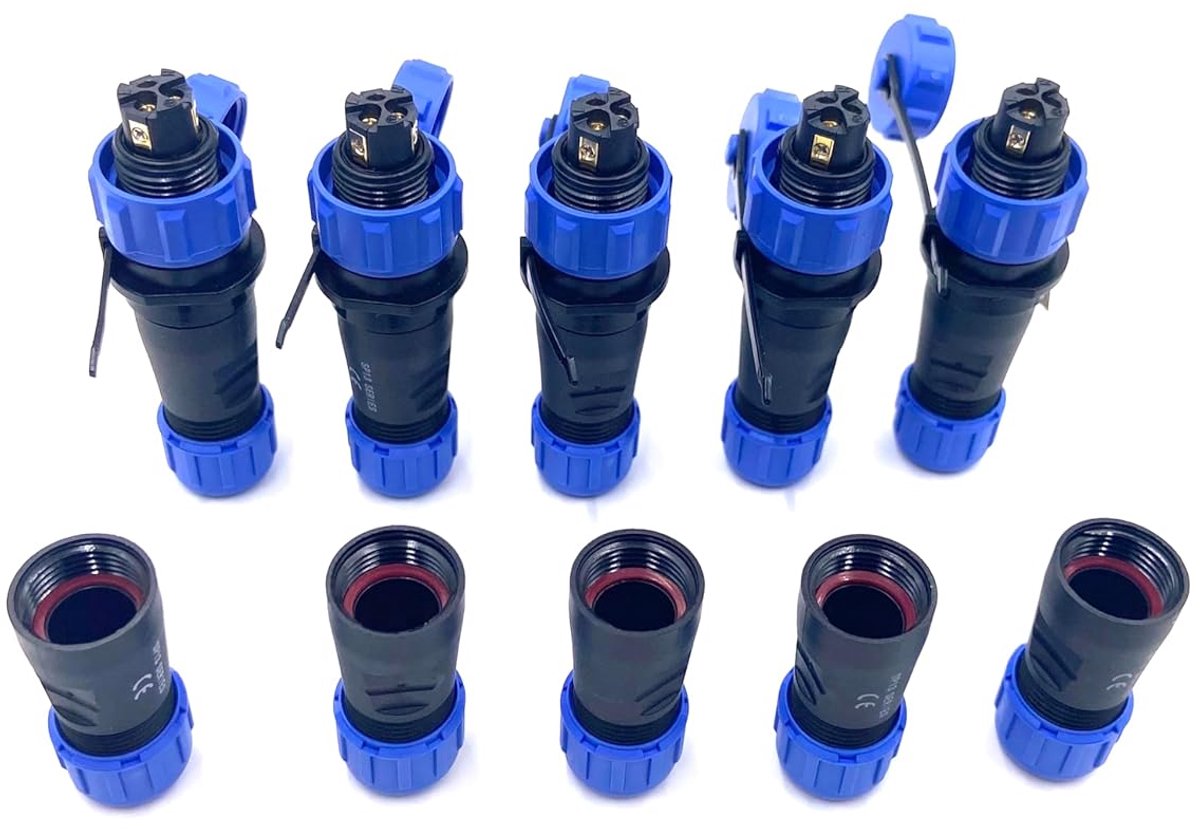 5 stuks aansluitstekker, luchtvaartstekker SP13, 3-polig, IP68, 3-pins soldeervrije luchtvaartstekker, waterdichte luchtvaartstekker voor buitenlampen, gebruikt 250 V 13 A (14 AWG kabel met
