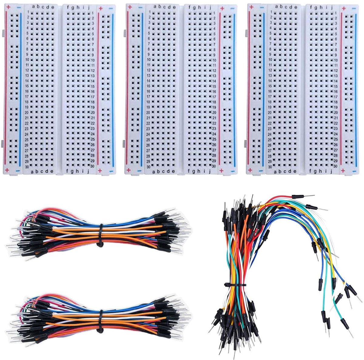 3 stuks 400 Tie Points Mini Breadboard Kit, soldeervrij prototype printplaat voor Arduino Proto Shield + 195 stuks steekbruggen Jumper Wire kabel