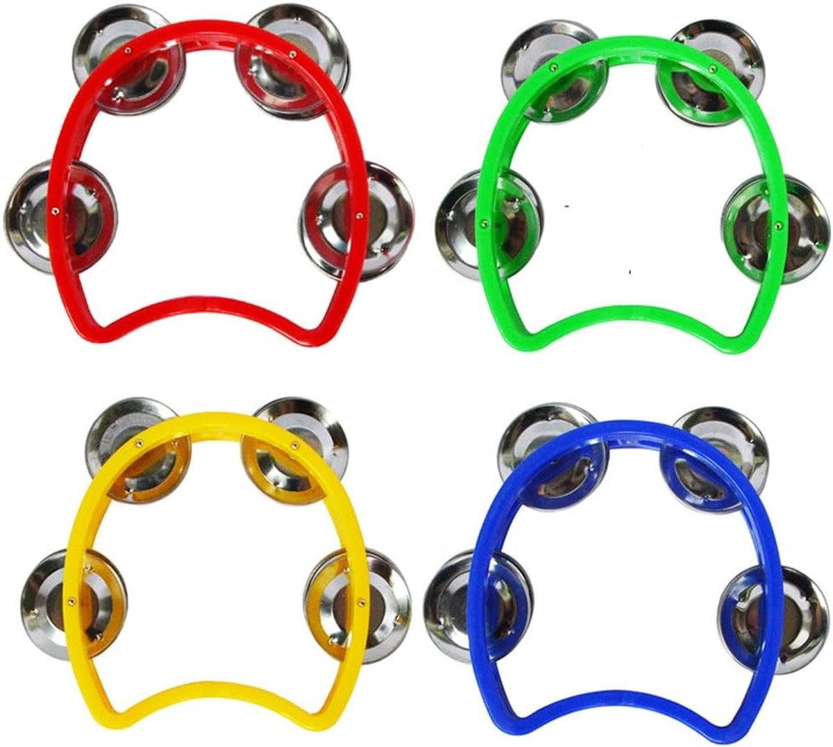 4 Stuks Half Moon Tamboerijn, Muziekinstrument, Halve Maan Tamboerijn, Slagtrommel Voor Studenten, Klokken, Muzikale Percussie, Voor Muziekcursussen, Groen, Blauw, Geel, Rood