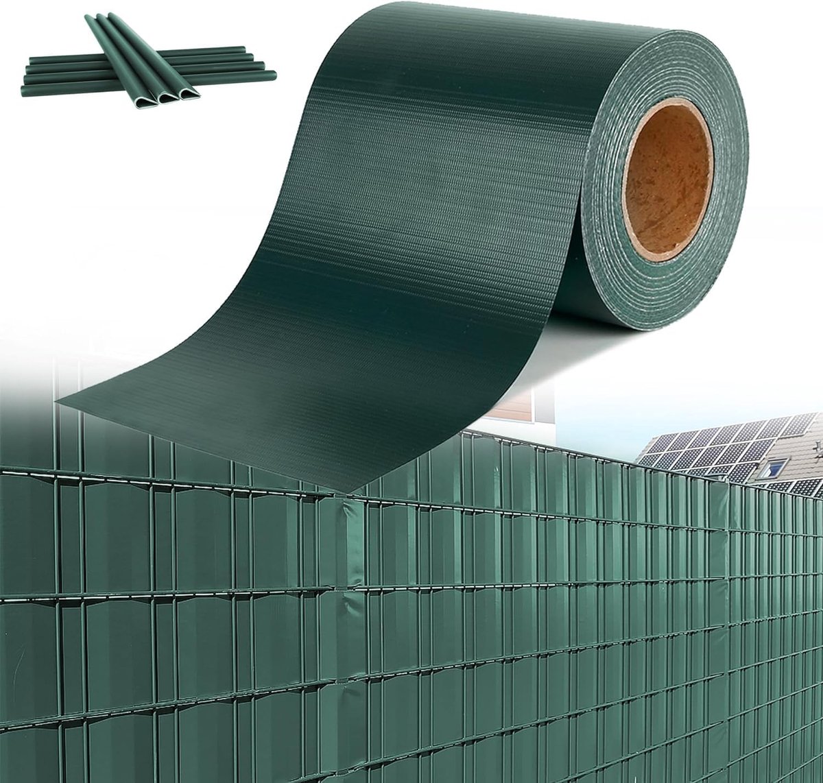 PVC Inkijkwerende stroken Inkijkwerende folie Dubbelstaafmatten omheining 35m x 19 cm met 20 stuks bevestigingsclips tuinhek windscherm voor hek, groen